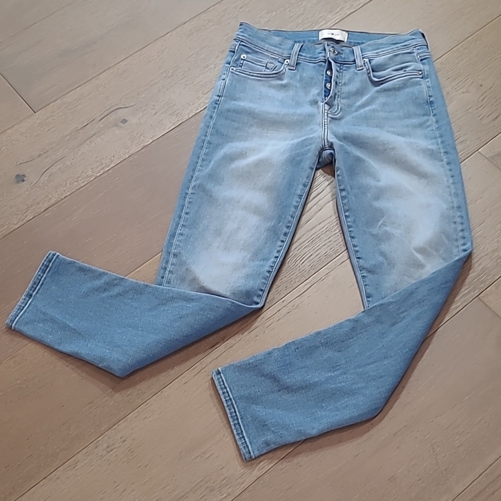 7 For All Mankind Jeans Women's sz 25 Josefina Button Fly Mid Rise Crop Denim